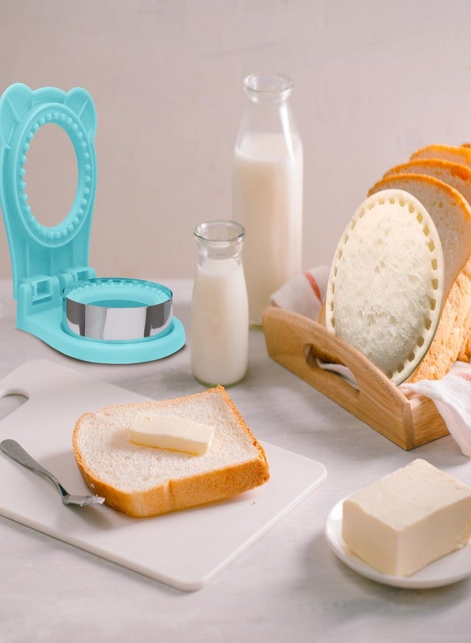 Litoexpe 1 Pack Uncrustable Sandwich Maker, Circle Shape Sandwiches Pocket 3.7 Inch Sandwich Cutter and Sealer, Easy Sandwich Cutter for Kids Breakfast and Lunchboxes, Light Blue - Image 4